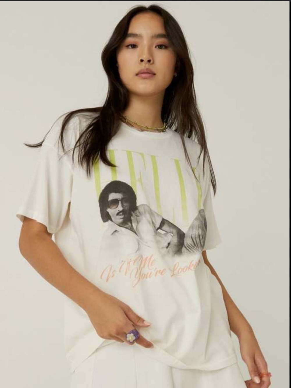 Daydreamer White Graphic Tee with Lime and Coral Print